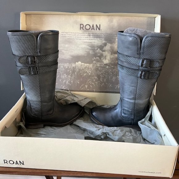 ROAN Leather Tall Shaft Boots Size 7 Color Grey/ White - Picture 11 of 12